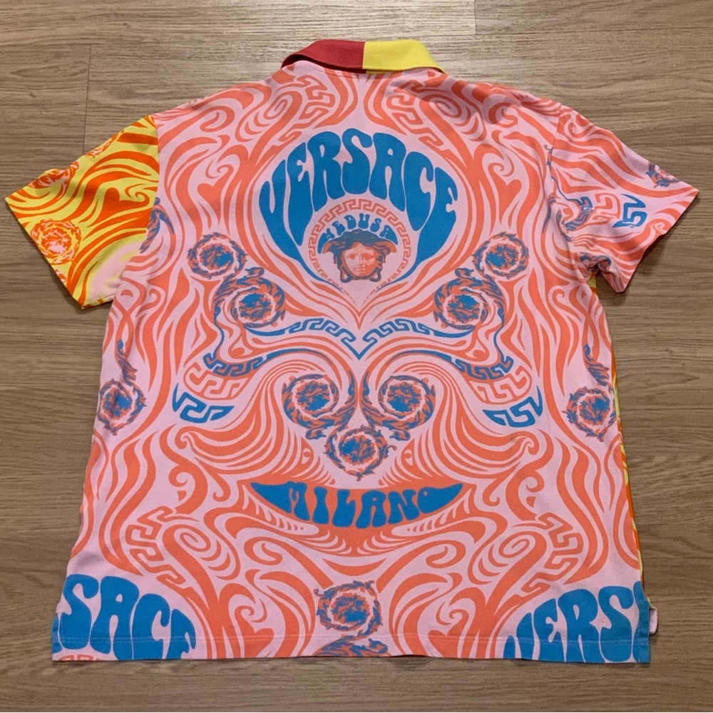 Versace Medusa Music and Greca Print Polo Men Multicolor Size L Made Italy - Picture 16 of 16